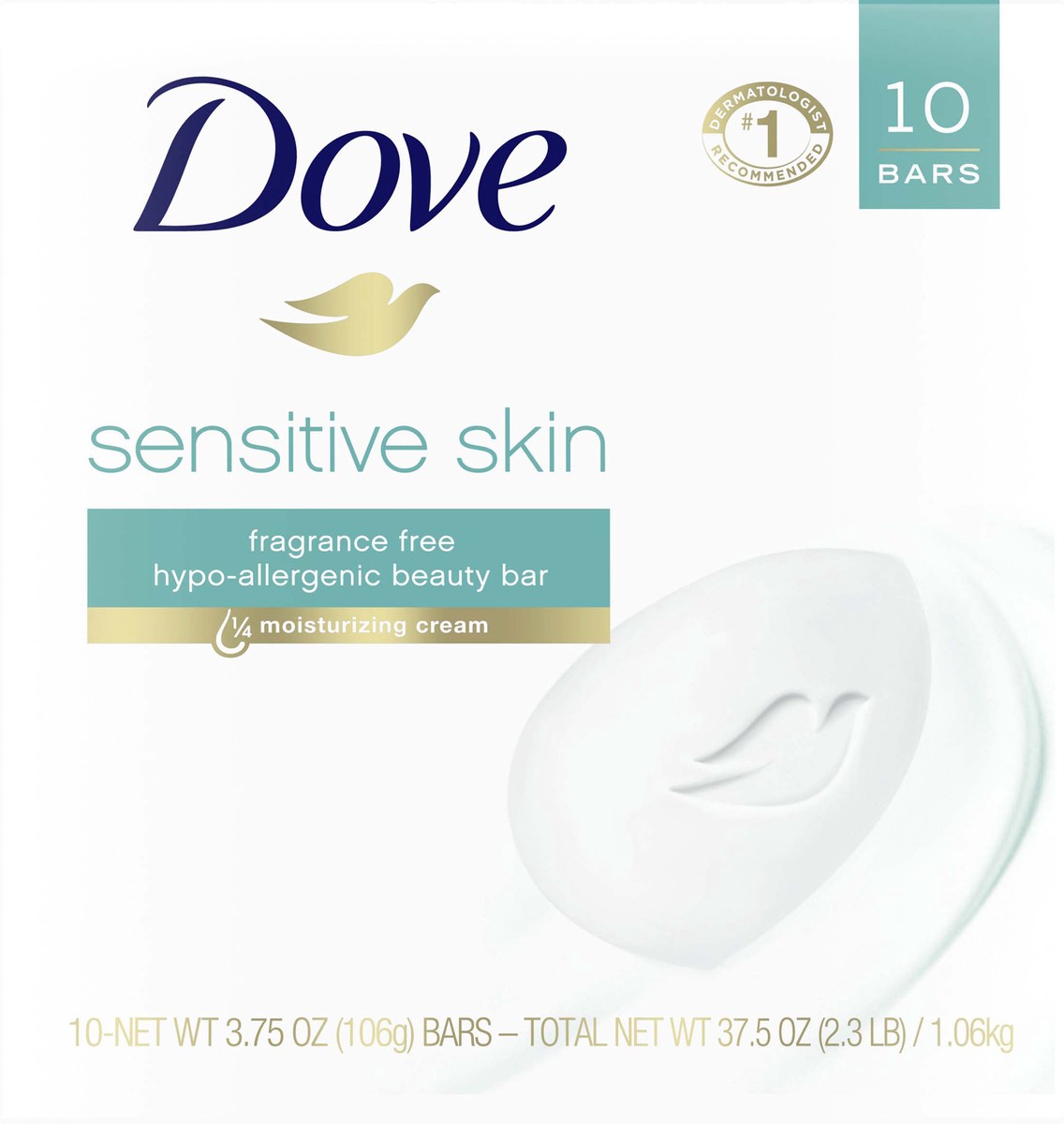 slide 2 of 6, Dove Sensitive Skin Beauty Bar 10 ea, 10 ct