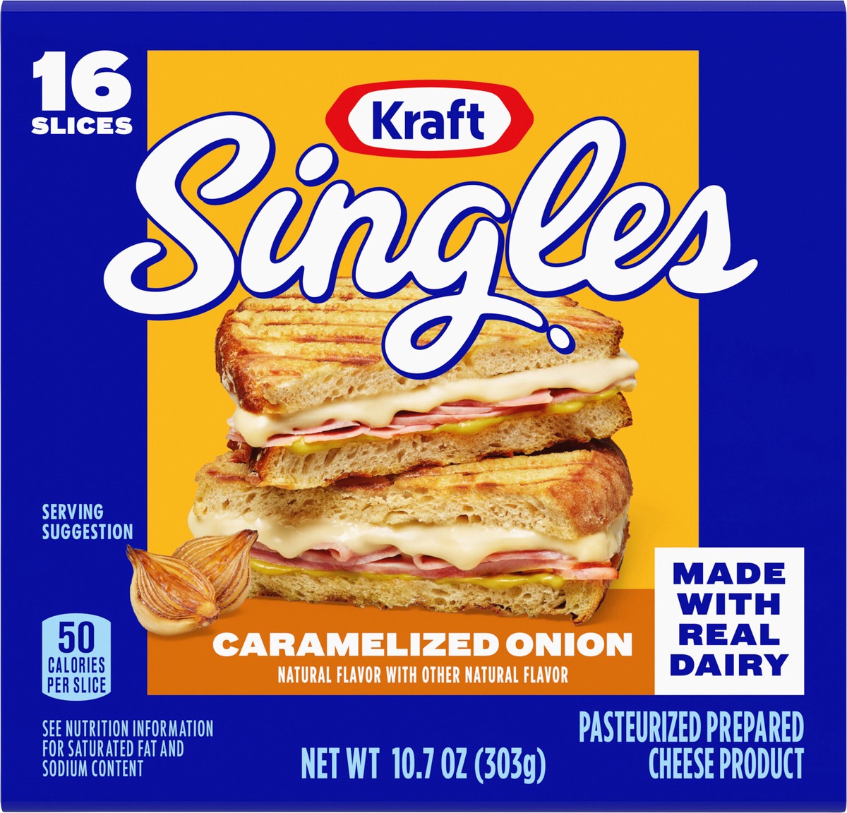 slide 4 of 13, Kraft Singles Caramelized Onion Flavored Slices, 10.7 oz, 16 ct Pack, 16 ct
