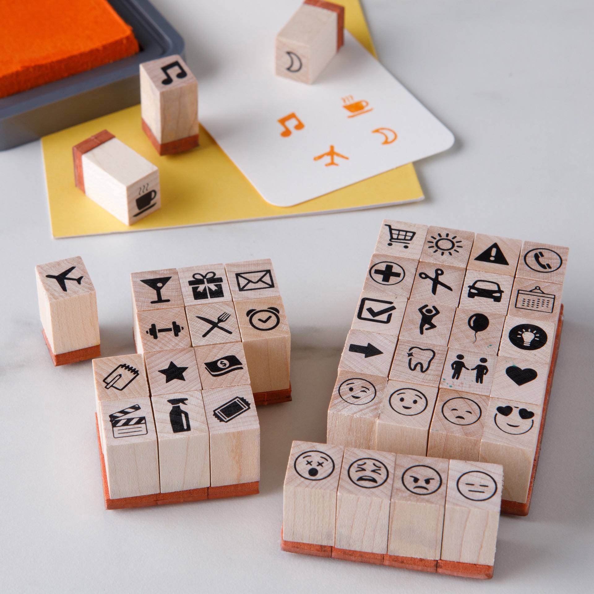 slide 3 of 5, Icon & Emoji Wood Stamp Set By Recollections, 3 in x 4 in x 1 in