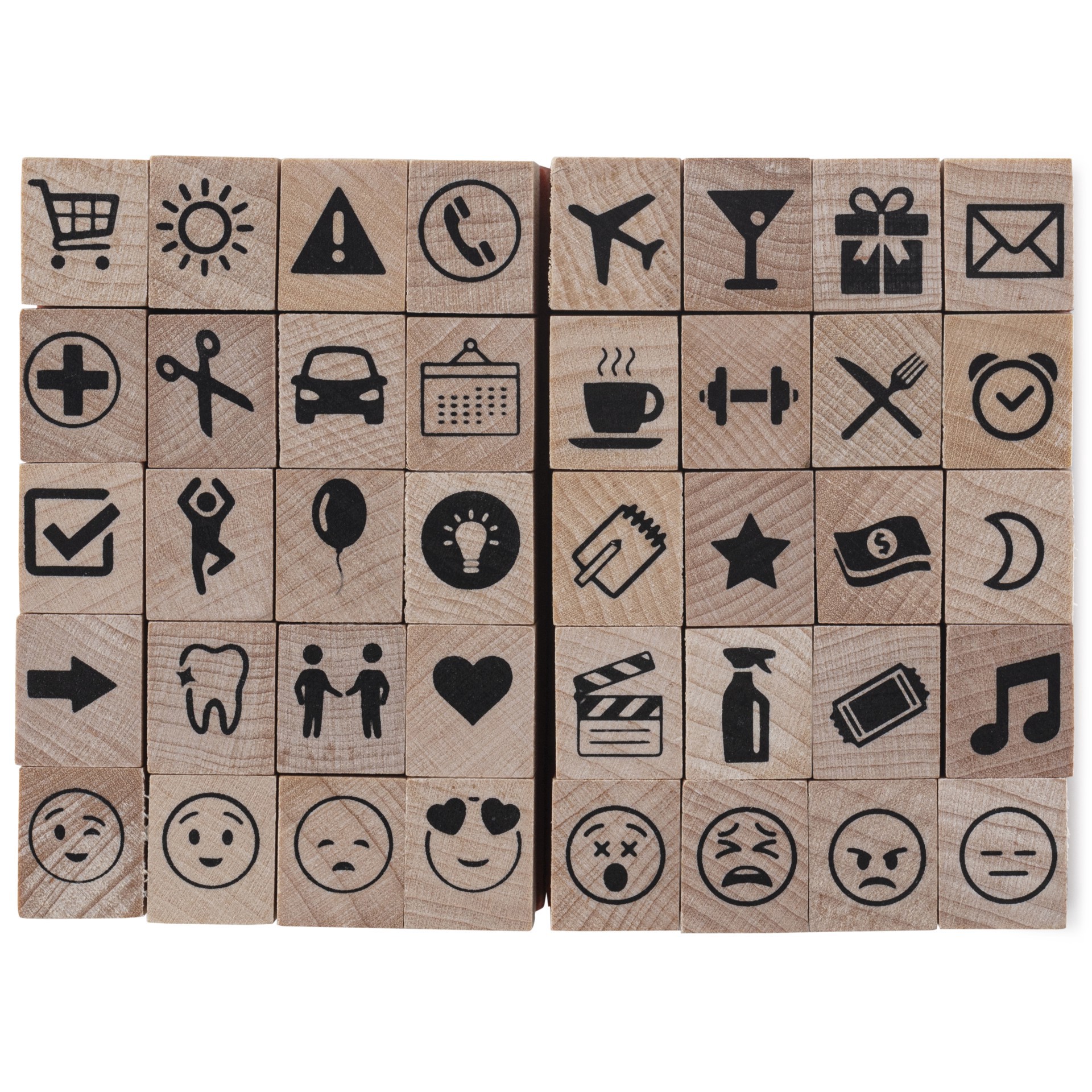 slide 4 of 5, Icon & Emoji Wood Stamp Set By Recollections, 3 in x 4 in x 1 in