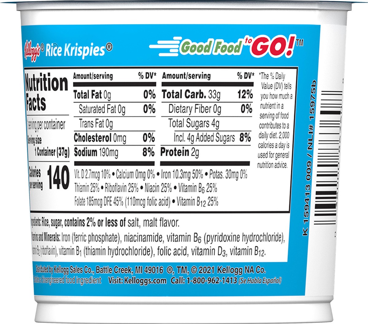 slide 6 of 10, Rice Krispies Kellogg's Rice Krispies Breakfast Cereal Cups, Kids Snacks, Family Breakfast, Original, 1.3oz Cup, 1 Cup, 1.3 oz