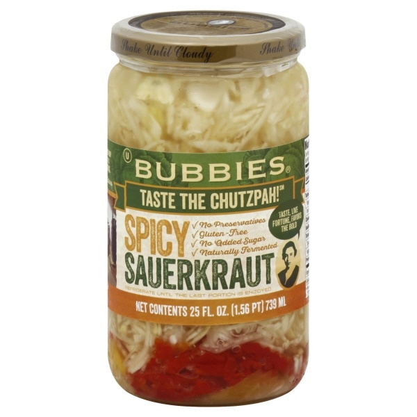 slide 1 of 1, Bubbies Spicy Sauerkraut, 25 oz