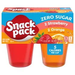Snack Pack Zero Sugar Strawberry and Orange Flavored Juicy Gels, 3.25 oz Snack Cups, 4 Count