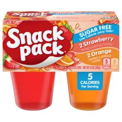 Snack Pack Sugar Free Strawberry and Orange Flavored Juicy Gels, 3.25 oz Snack Cups, 4 Count, 12 Pack