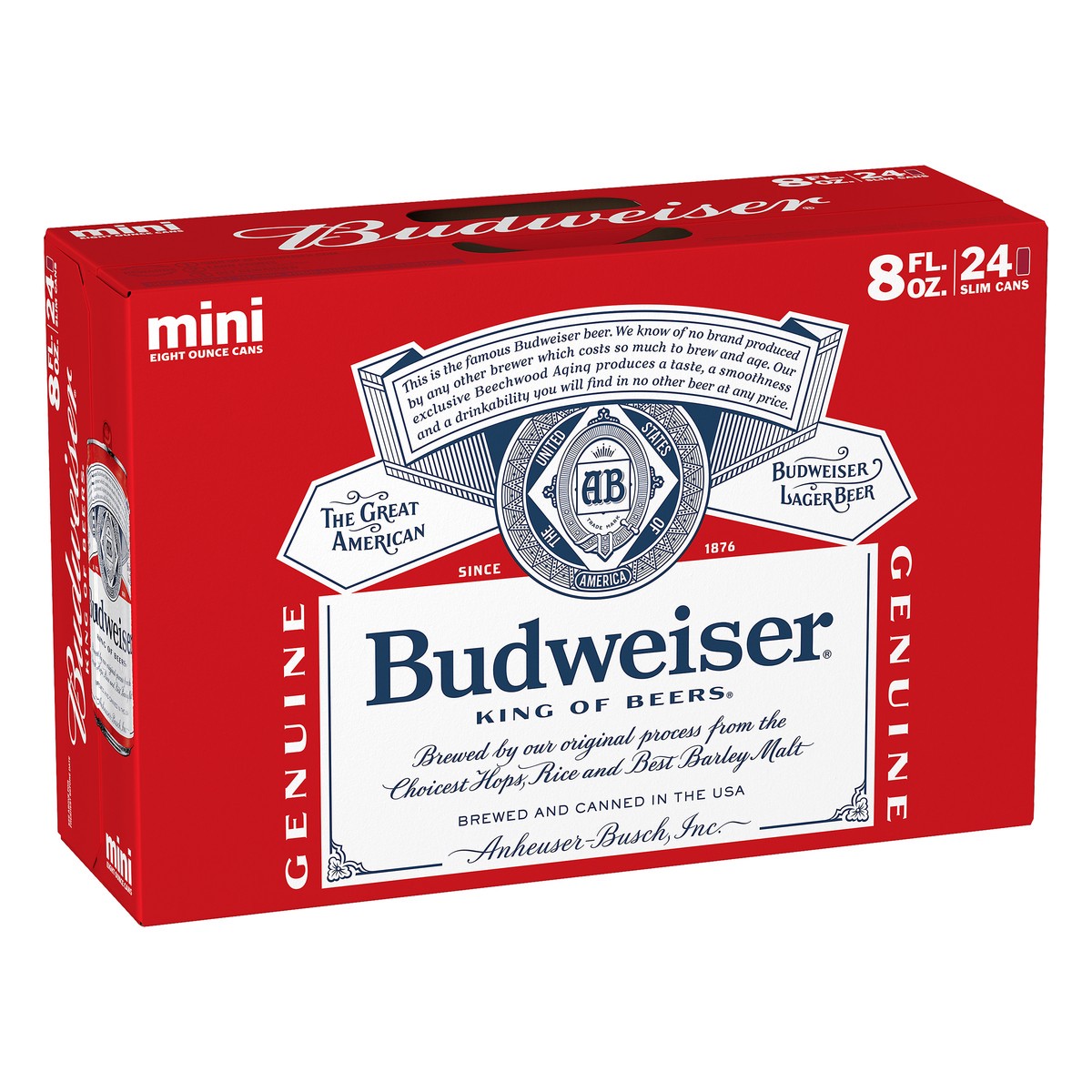 slide 2 of 8, Budweiser Beer, 24 Pack 8 fl. oz. Cans, 5.0% ABV, 192 fl oz