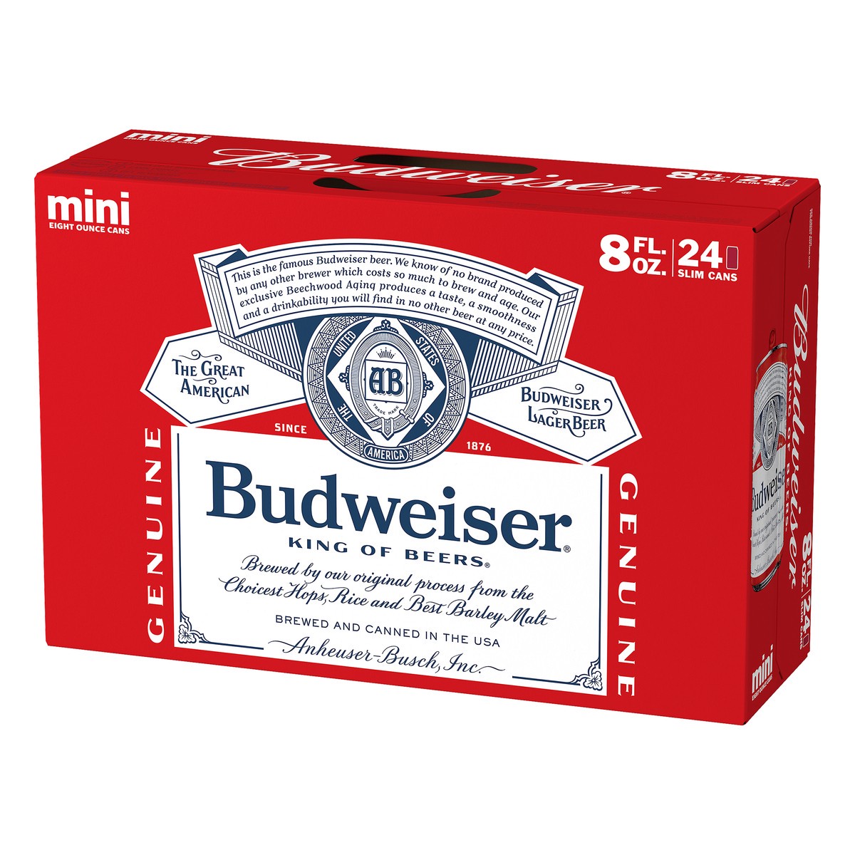 slide 4 of 8, Budweiser Beer, 24 Pack 8 fl. oz. Cans, 5.0% ABV, 192 fl oz