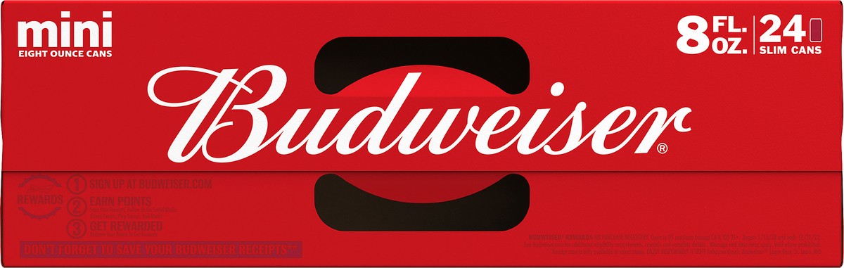 slide 5 of 8, Budweiser Beer, 24 Pack 8 fl. oz. Cans, 5.0% ABV, 192 fl oz