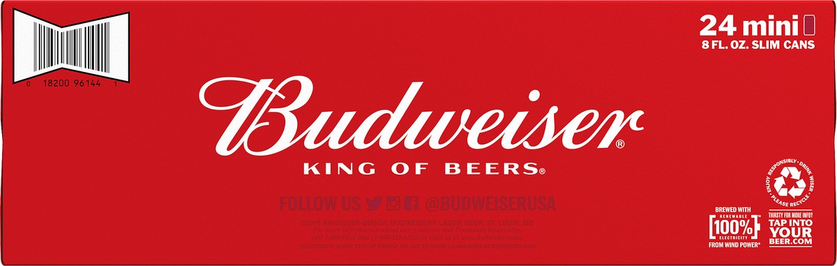 slide 7 of 8, Budweiser Beer, 24 Pack 8 fl. oz. Cans, 5.0% ABV, 192 fl oz