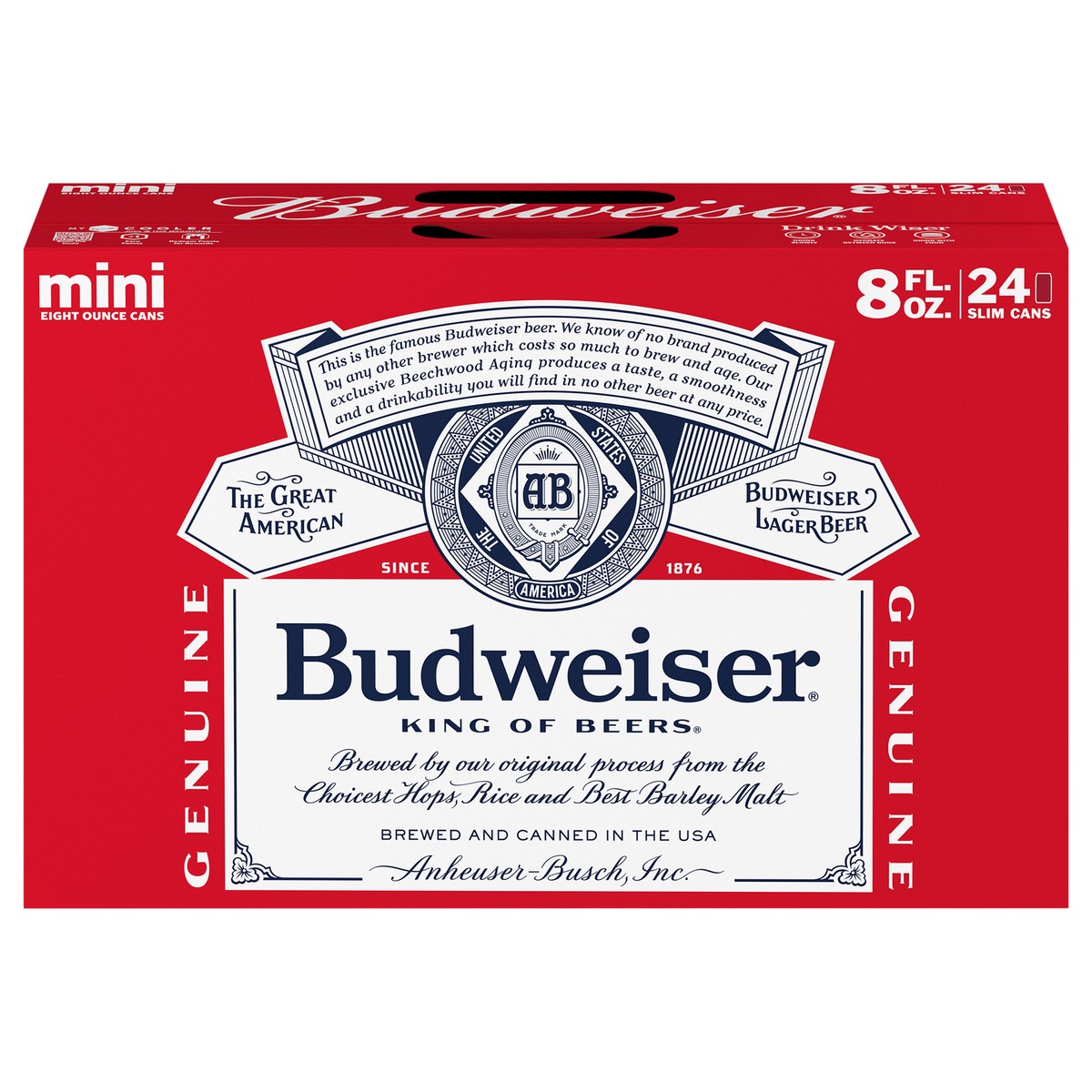 slide 1 of 8, Budweiser Beer, 24 Pack 8 fl. oz. Cans, 192 fl oz