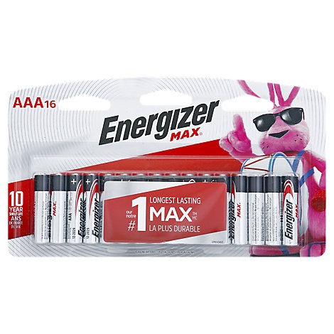 slide 1 of 1, Energizer Max E92Lp-16 Multipurpose Battery - Aaa - Alkaline Manganese Dioxide, 16 ct