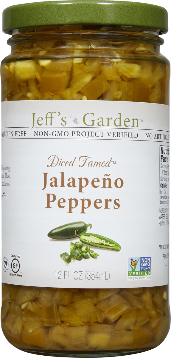slide 6 of 9, Jeff's Garden Jeffs Naturals Jalapeno Pepper & Tom Diced, 12 oz