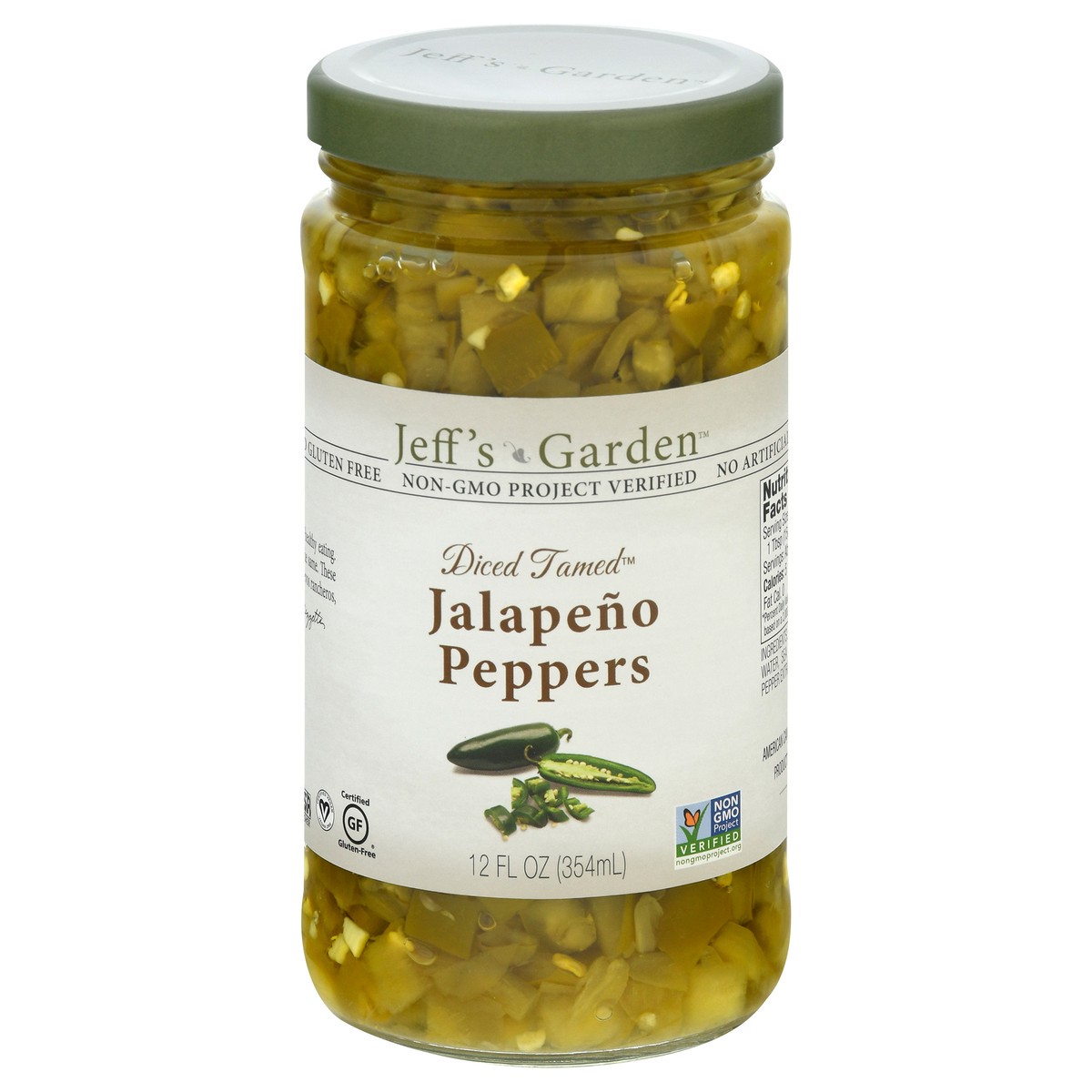 slide 1 of 9, Jeff's Garden Jeffs Naturals Jalapeno Pepper & Tom Diced, 12 oz