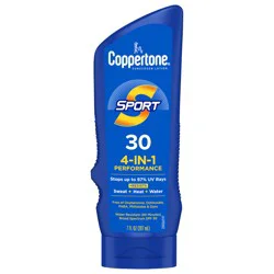 Coppertone SPORT Sunscreen SPF 30 Lotion, Water Resistant Sunscreen, Body Sunscreen Lotion, 7 Fl Oz