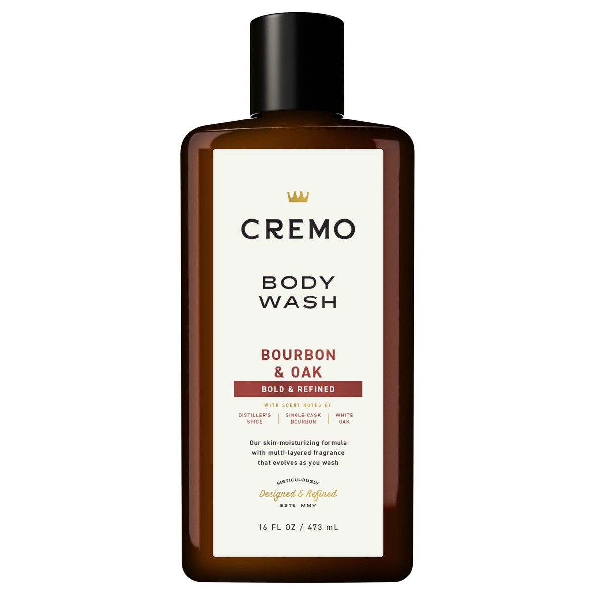 slide 1 of 5, Cremo All Season Body Wash, Bourbon & Oak, Masculine Scent with a Tantalizing Essence of Lively Distiller's Spices, 16oz, 16 fl oz