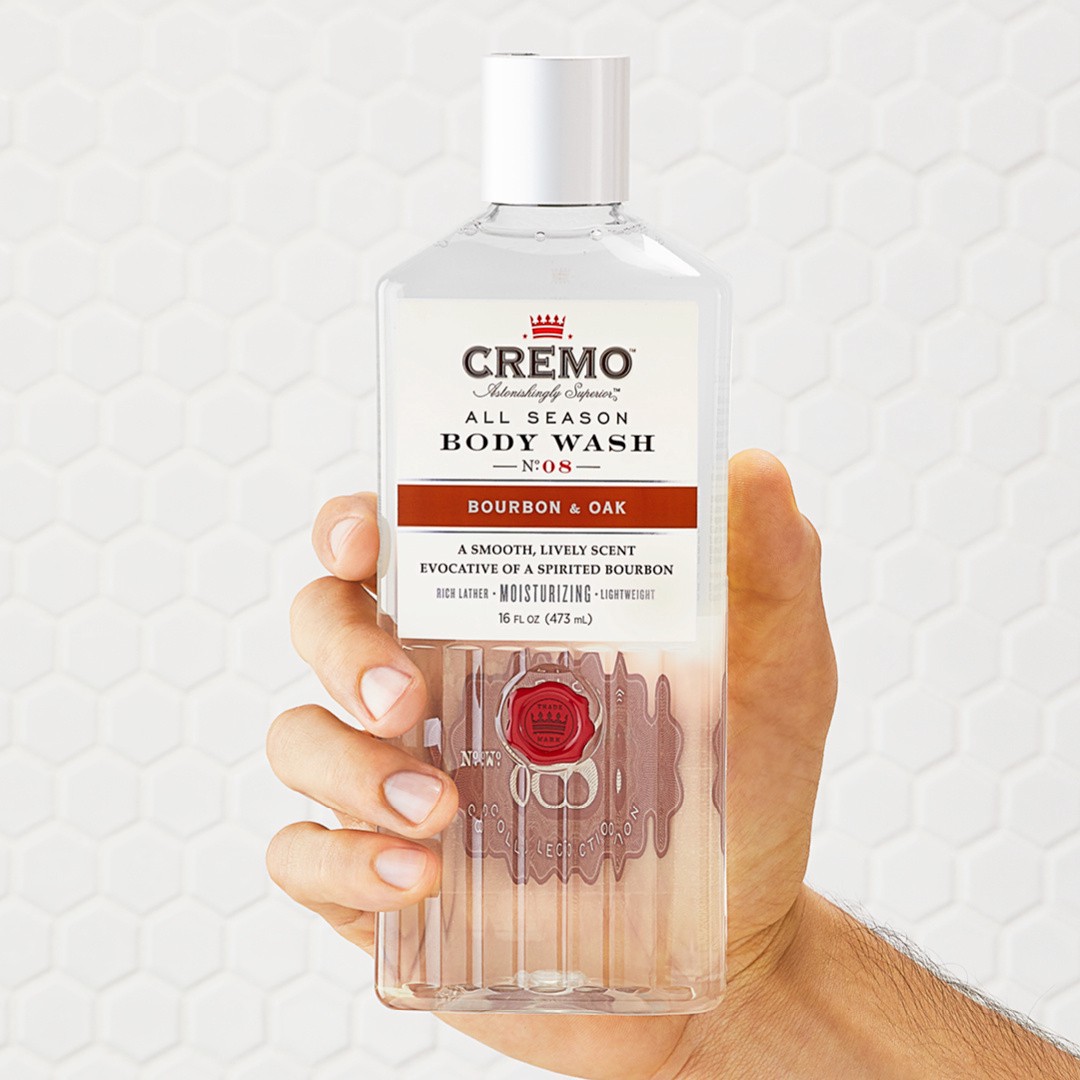 slide 5 of 5, Cremo All Season Body Wash, Bourbon & Oak, Masculine Scent with a Tantalizing Essence of Lively Distiller's Spices, 16oz, 16 fl oz