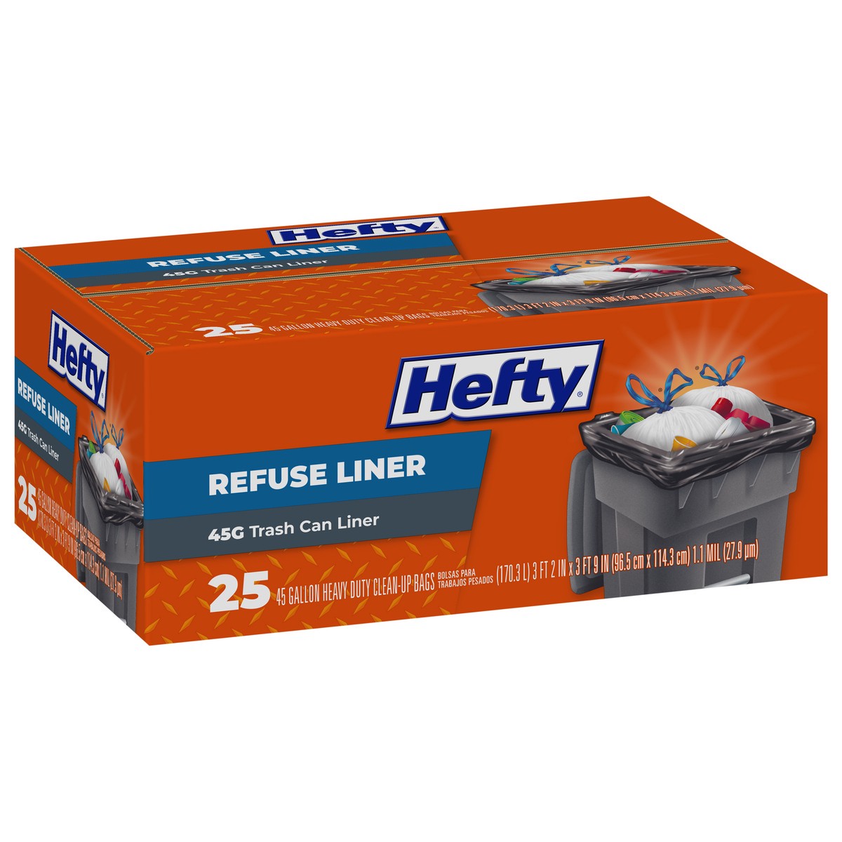 slide 8 of 9, Hefty Refuse Liner 45G 25ct carton, 25 ct