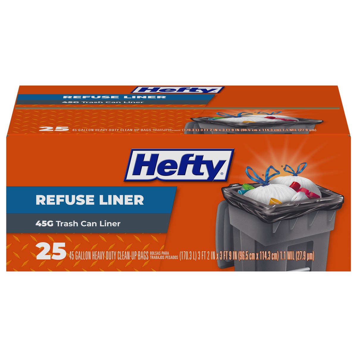 slide 1 of 9, Hefty Refuse Liner 45G 25ct carton, 25 ct