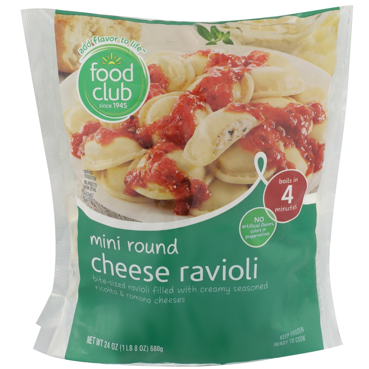 slide 1 of 6, Food Club Ravioli Cheese Round Mini, 24 oz