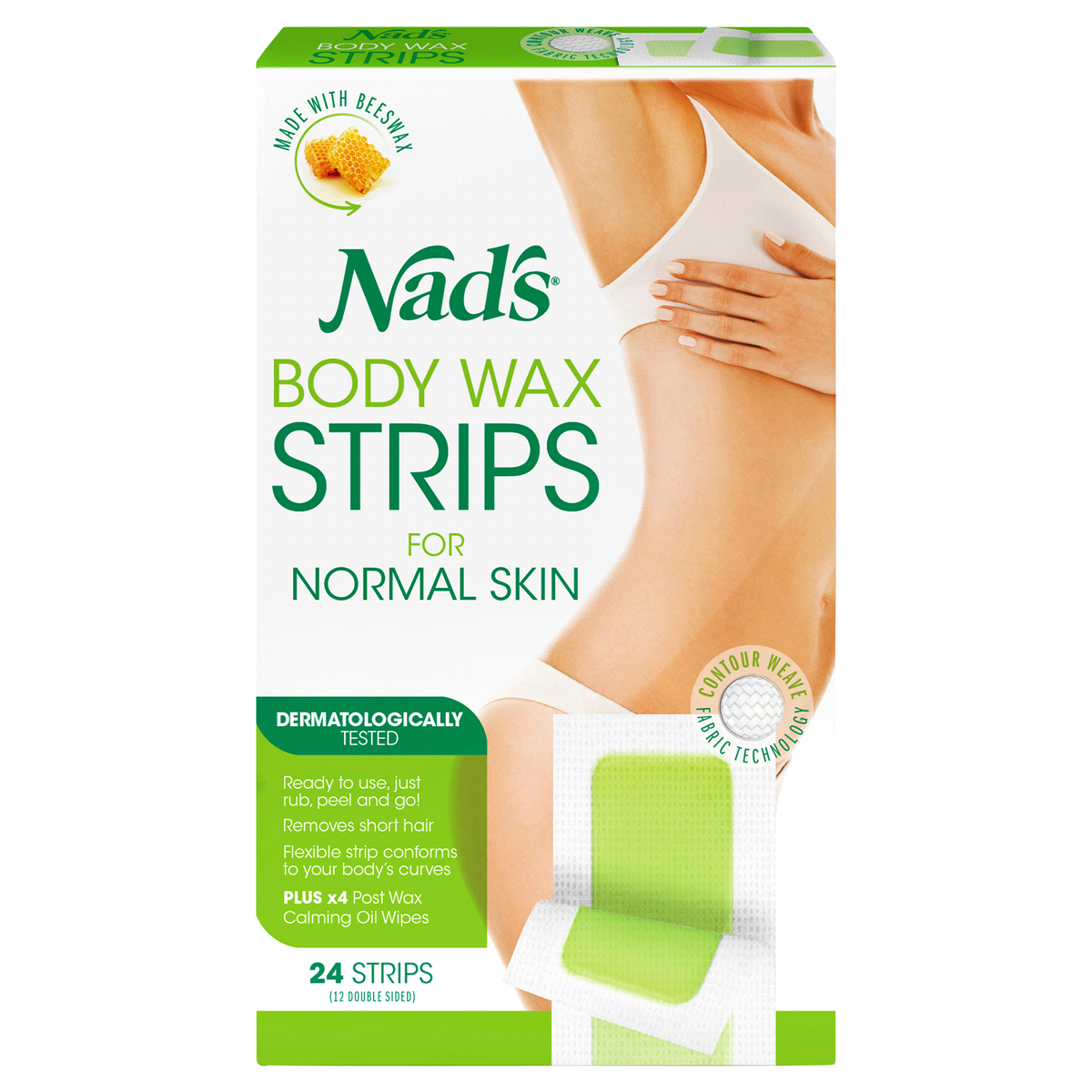 slide 1 of 3, Nad's Body Wax Strips, 24 ct