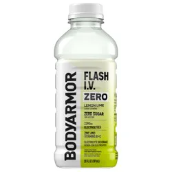 BODYARMOR Flash I.V. Zero Sugar Lemon Lime Electrolyte Sports Drink, 20 fl oz Bottle