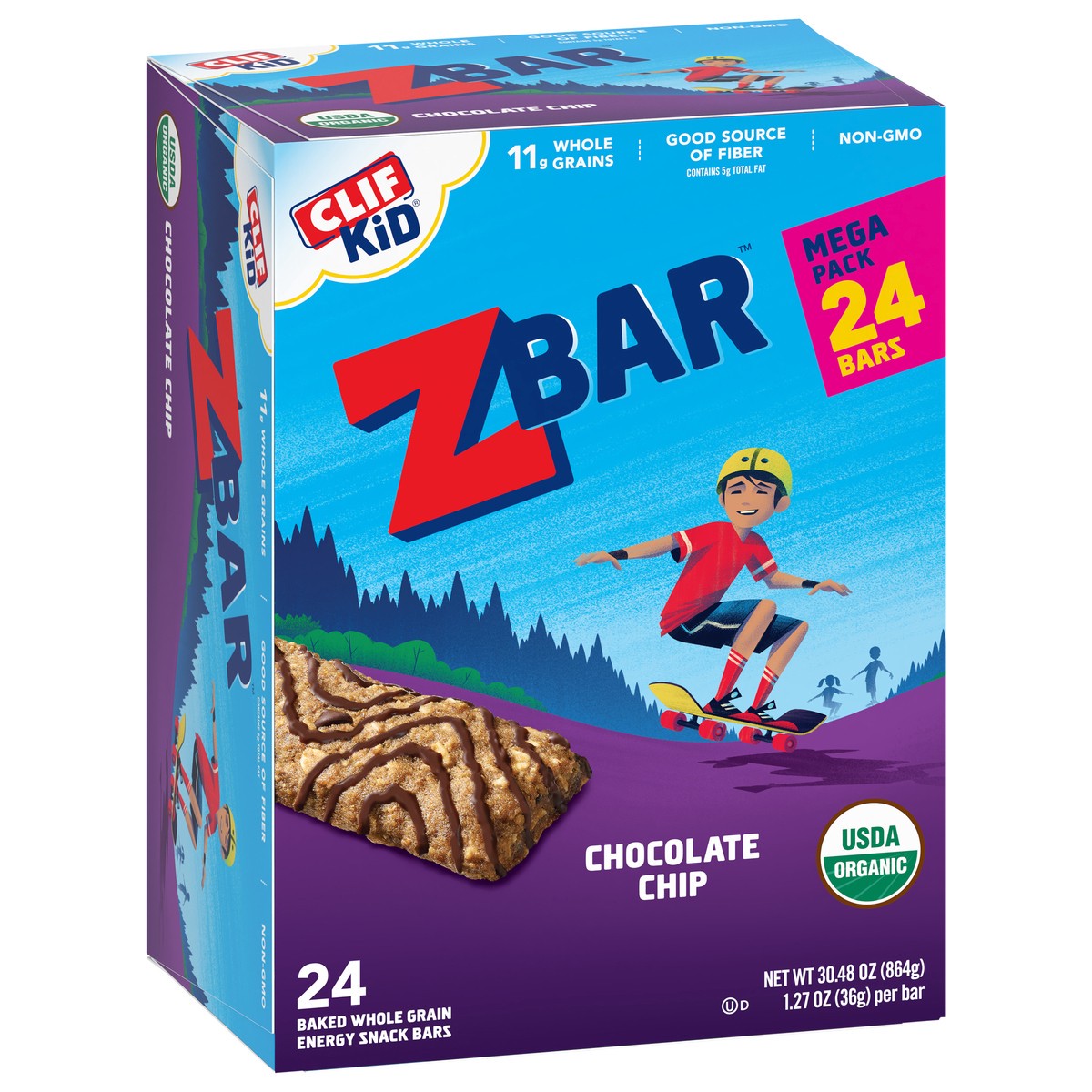 slide 3 of 9, Zbar - Chocolate Chip - Soft Baked Whole Grain Snack Bars - USDA Organic - Non-GMO - Plant-Based - 1.27 oz. (24 Pack), 30.48 oz