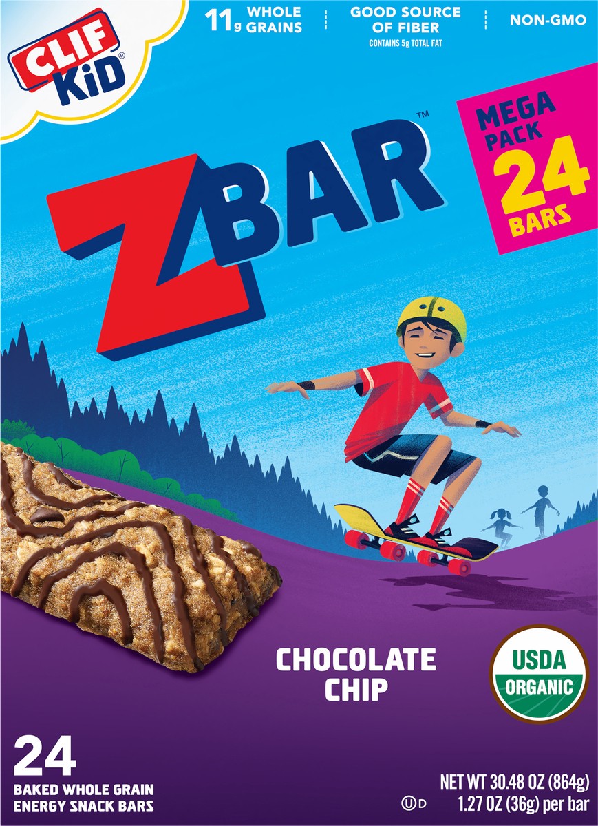 slide 7 of 9, Zbar - Chocolate Chip - Soft Baked Whole Grain Snack Bars - USDA Organic - Non-GMO - Plant-Based - 1.27 oz. (24 Pack), 30.48 oz