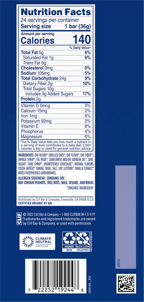 slide 8 of 9, Zbar - Chocolate Chip - Soft Baked Whole Grain Snack Bars - USDA Organic - Non-GMO - Plant-Based - 1.27 oz. (24 Pack), 30.48 oz