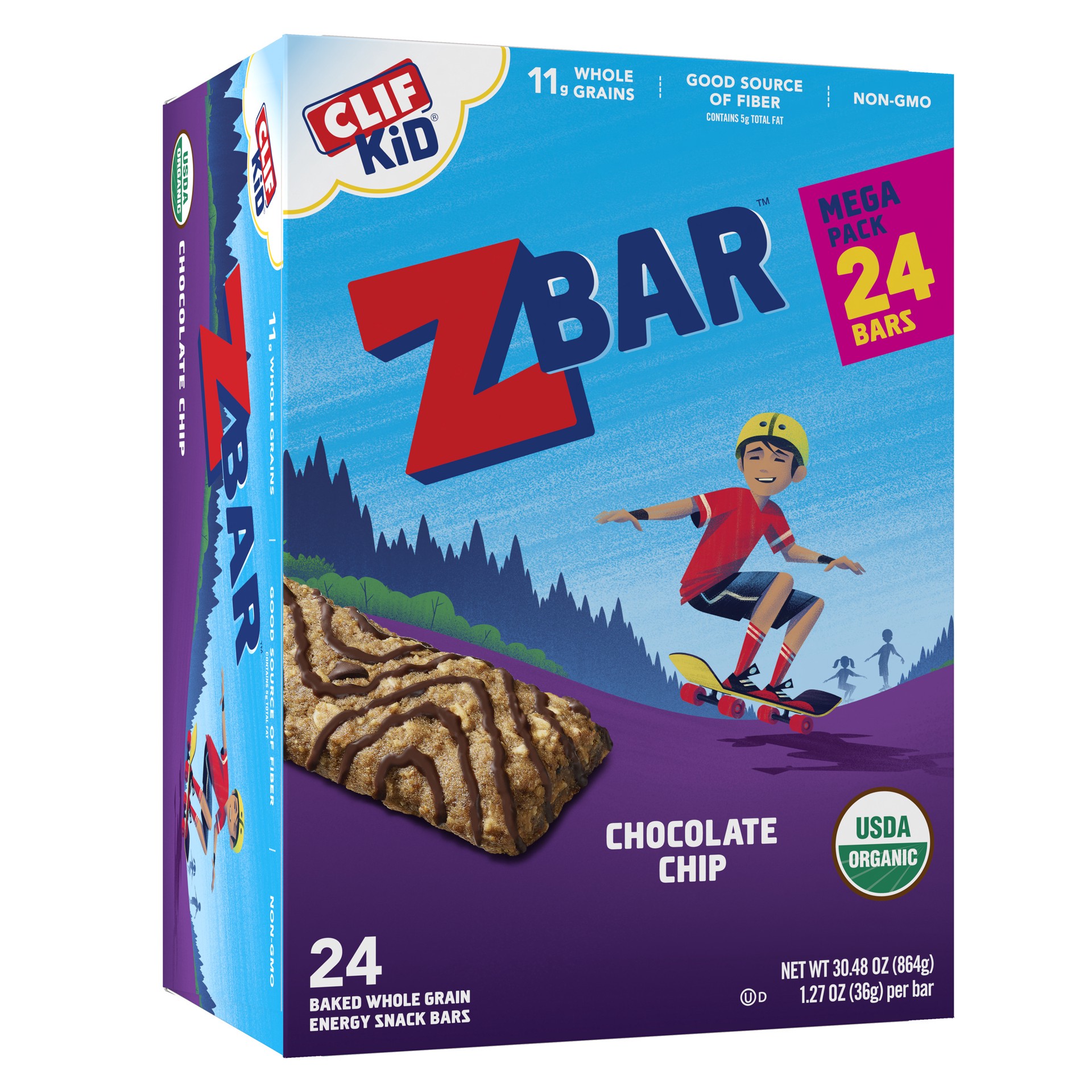 slide 1 of 9, Zbar - Chocolate Chip - Soft Baked Whole Grain Snack Bars - USDA Organic - Non-GMO - Plant-Based - 1.27 oz. (24 Pack), 30.48 oz