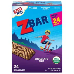 Zbar - Chocolate Chip - Soft Baked Whole Grain Snack Bars - USDA Organic - Non-GMO - Plant-Based - 1.27 oz. (24 Pack)