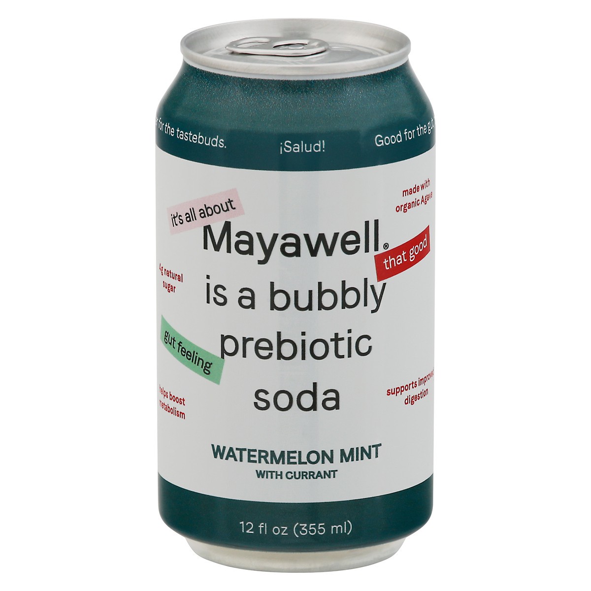 slide 1 of 13, Mayawell Watermelon Mint Prebiotic Soda with Currant - 12 fl oz, 12 fl oz