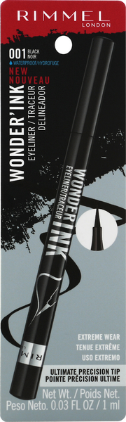 slide 1 of 1, Rimmel London Wonder'Ink Eyeliner, Waterproof, Black 001, 0.03 fl oz