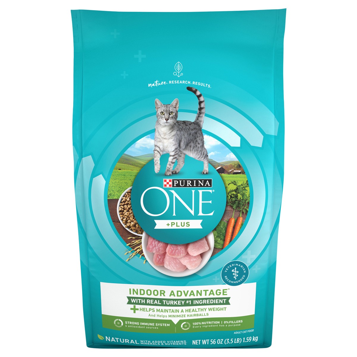 slide 1 of 9, Purina ONE Indoor Advantage Natural Dry Cat Food with Turkey for Indoor Cats - 3.5lbs, 3.5 lb