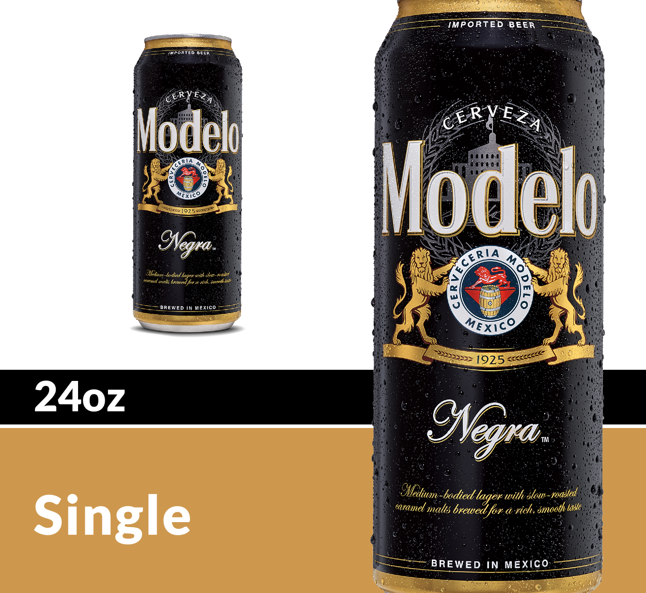 slide 3 of 9, Modelo Negra Amber Lager Mexican Import Beer, 24 fl oz Can, 5.4% ABV, 24 oz