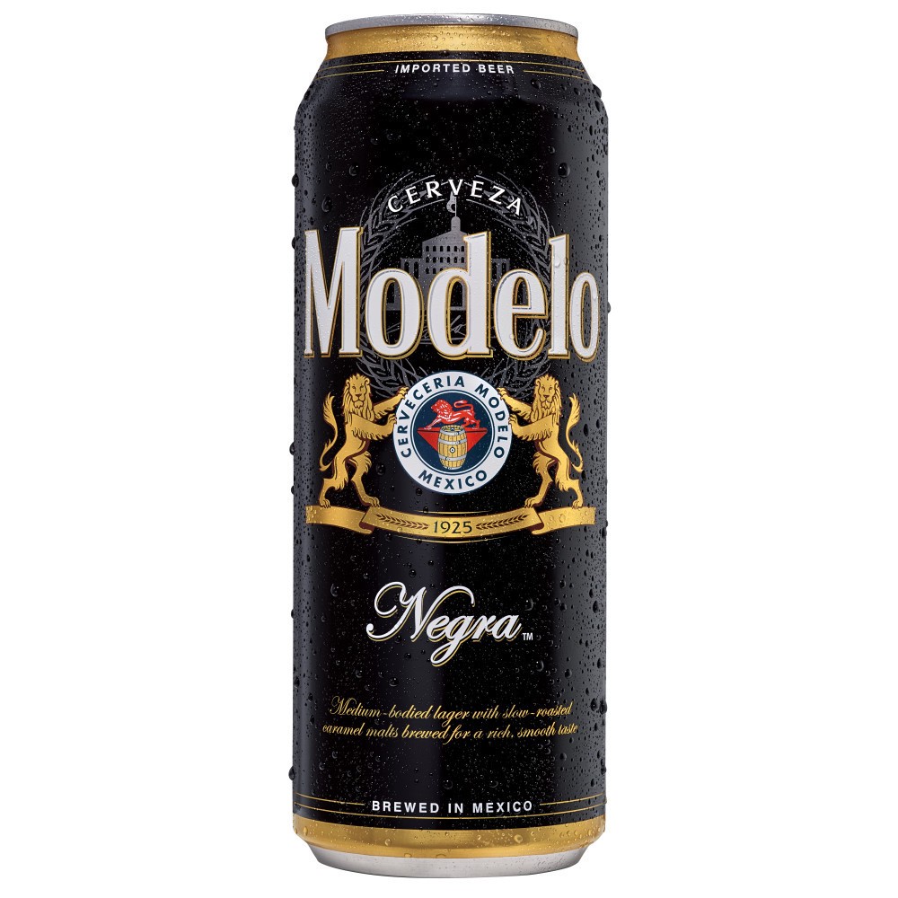 slide 1 of 9, Modelo Negra Amber Lager Mexican Import Beer, 24 fl oz Can, 5.4% ABV, 24 oz