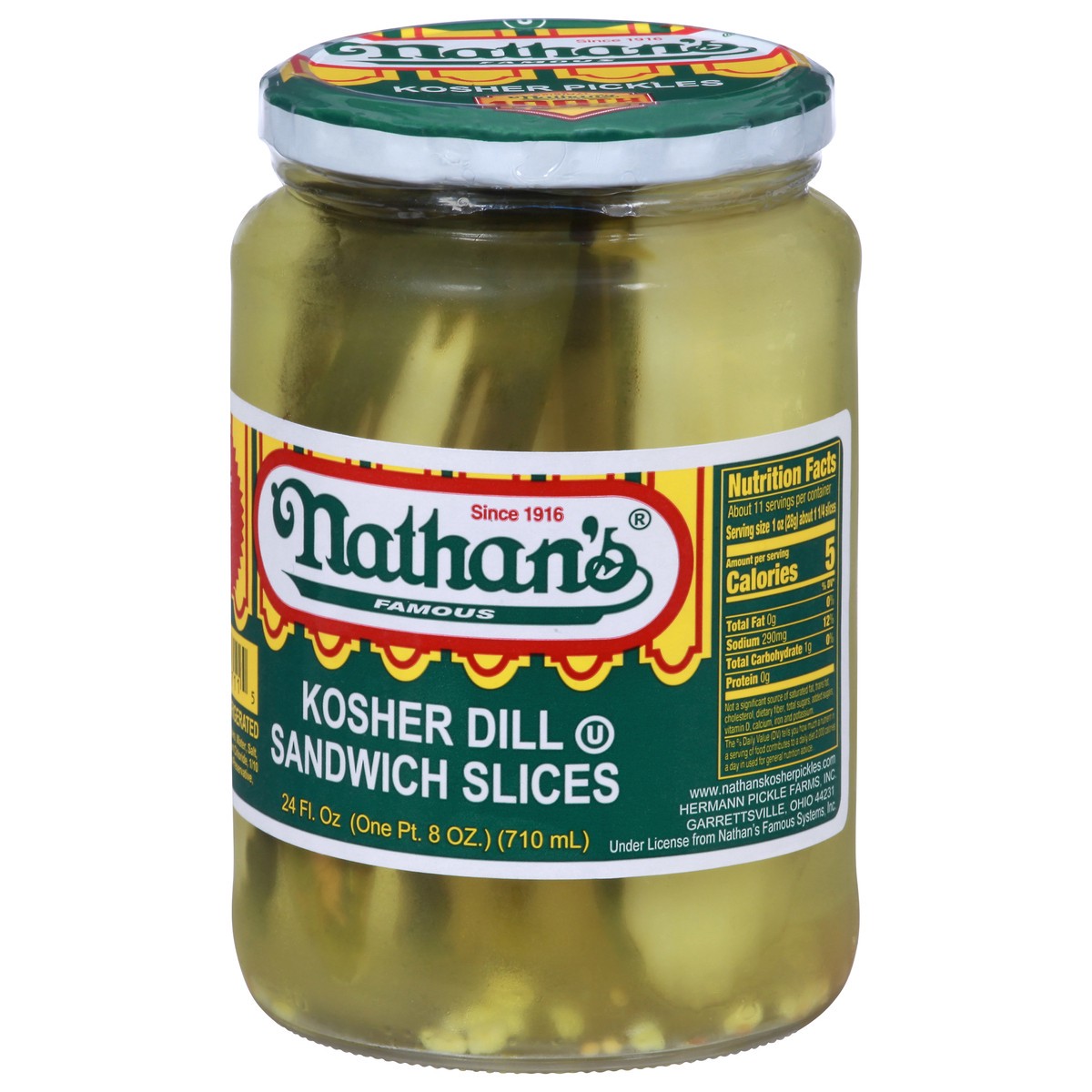 slide 2 of 11, Nathan's Famous Sandwich Slices Famous Kosher Dill Pickles 24 fl oz, 24 oz