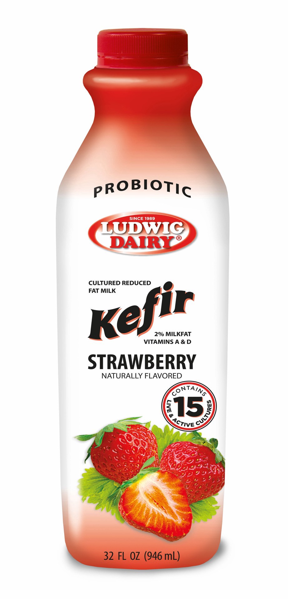 slide 1 of 1, Ludwig Dairy Strawberry Probiotic Kefir, 32 oz