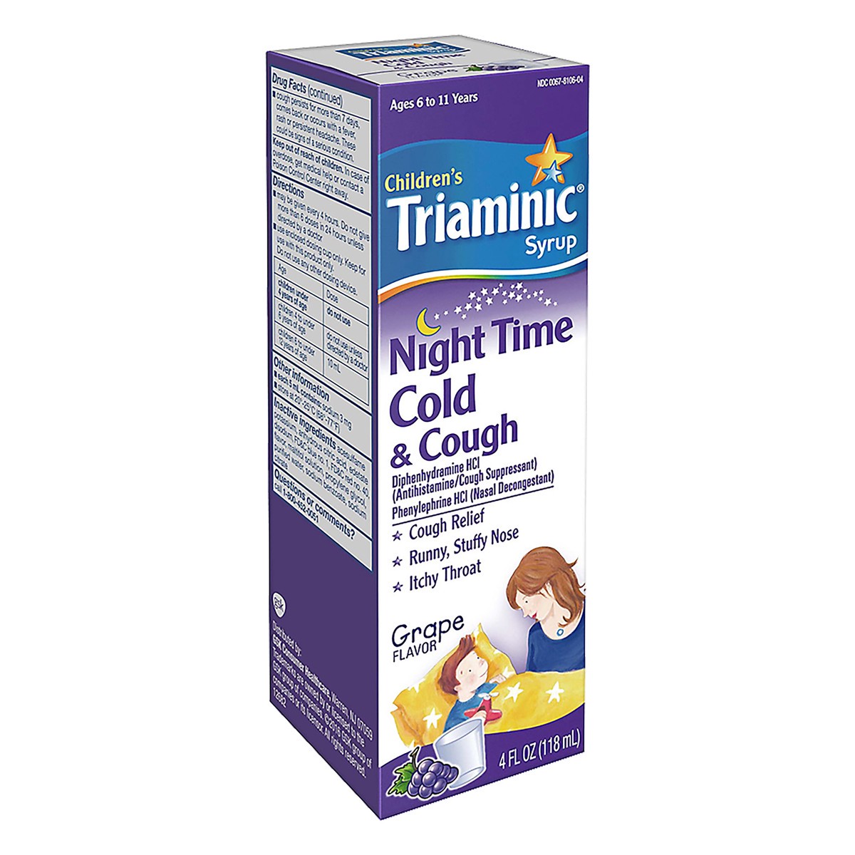 slide 10 of 10, Triaminic Nighttime Cold & Cough Relief Children's Cough Medicine, Grape Flavor - 4 Oz Bottle, 4 oz