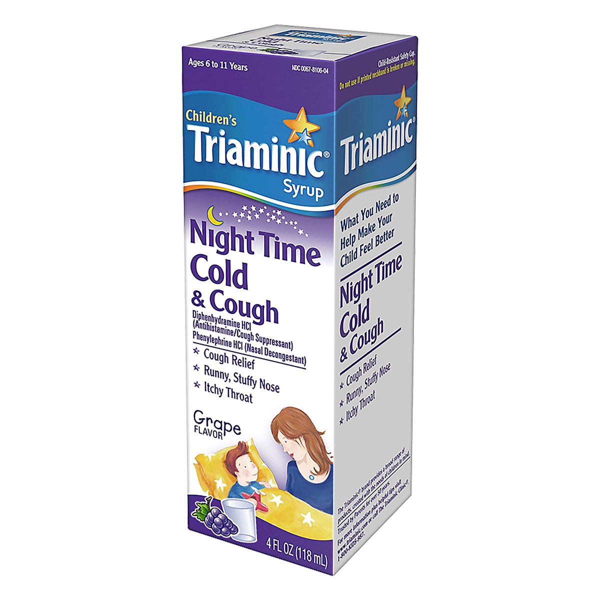 slide 2 of 10, Triaminic Nighttime Cold & Cough Relief Children's Cough Medicine, Grape Flavor - 4 Oz Bottle, 4 oz