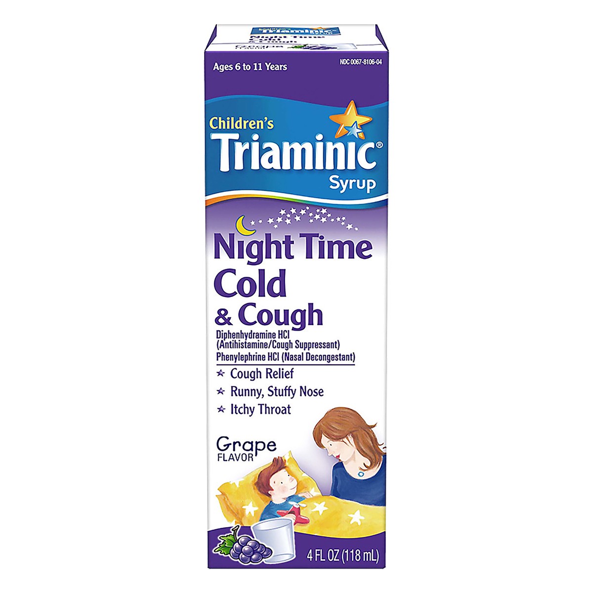 slide 5 of 10, Triaminic Nighttime Cold & Cough Relief Children's Cough Medicine, Grape Flavor - 4 Oz Bottle, 4 oz