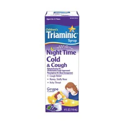 Triaminic Nighttime Cold & Cough Relief Children's Cough Medicine, Grape Flavor - 4 Oz Bottle