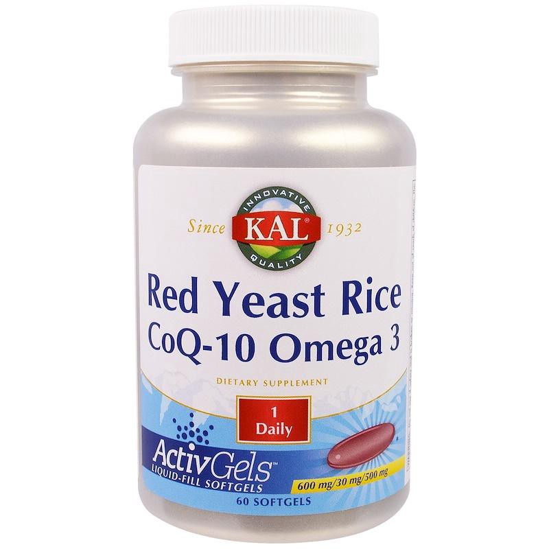 slide 1 of 1, Kal Red Yeast Rice Coq-10 Omega3, 60 ct