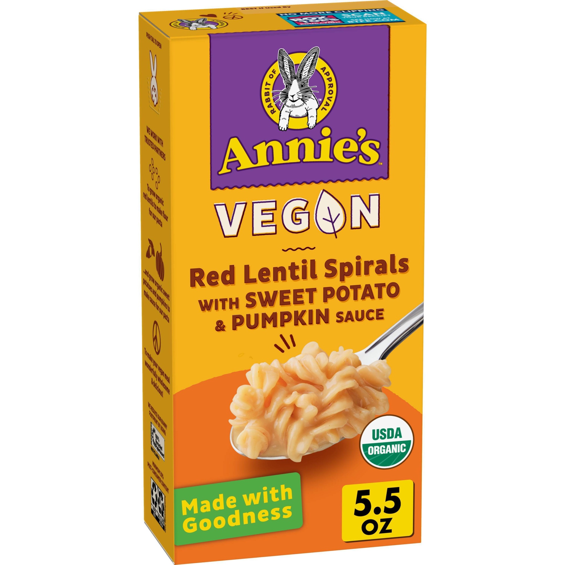 slide 1 of 1, Annie's Organic Gluten Free Vegan Red Lentil Sweet Potato Pumctin Macaroni & Cheese, 5.5 oz