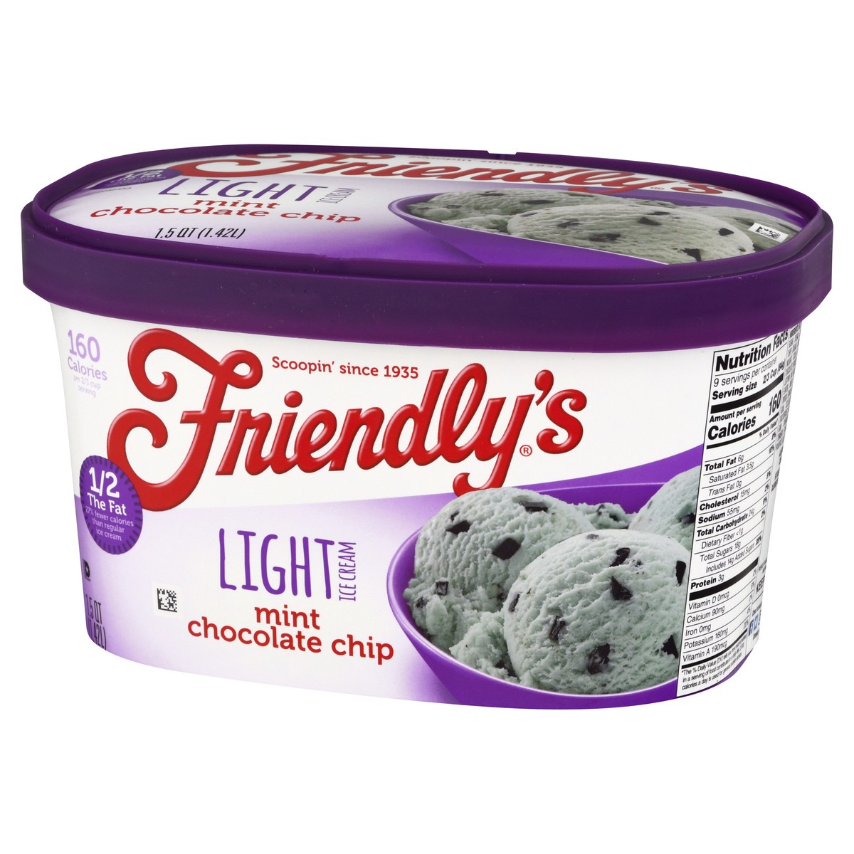 slide 3 of 12, Friendly's Light Mint Chocolate Chip Ice Cream 1.5 qt, 1.5 qt