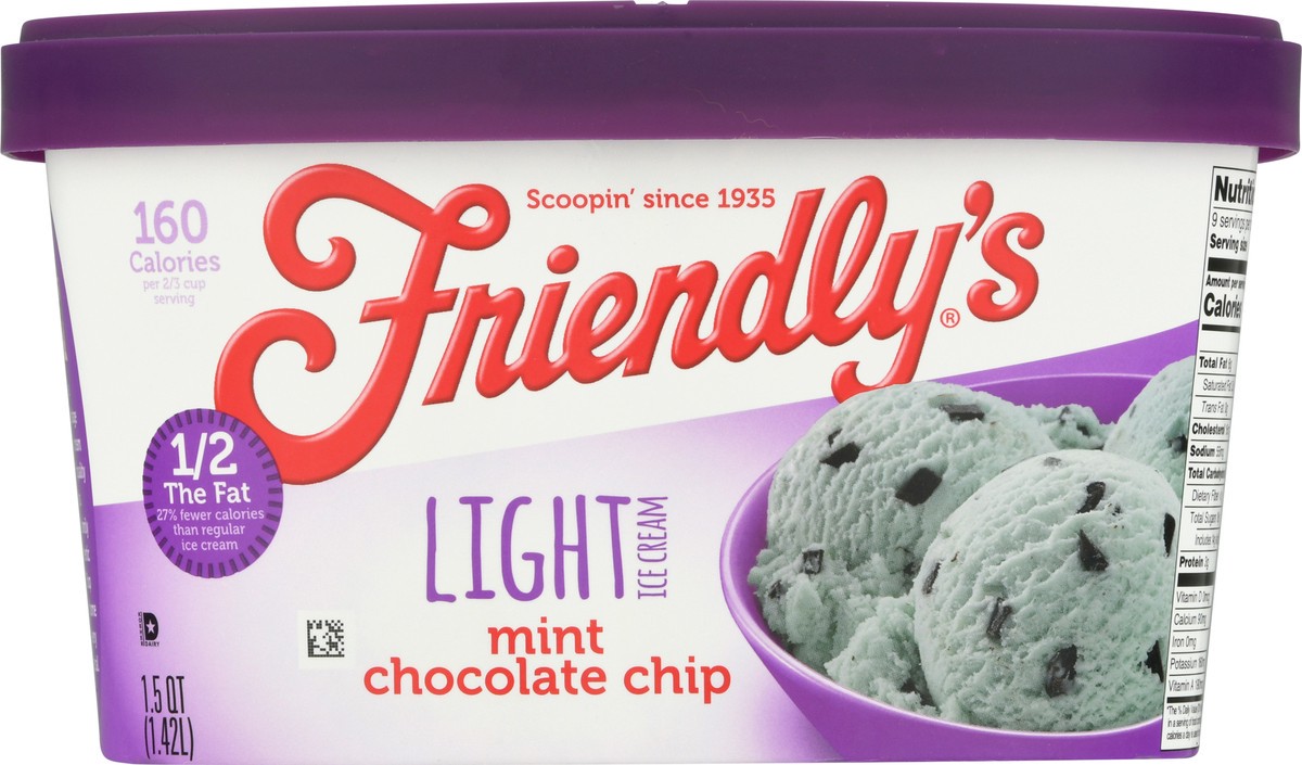 slide 9 of 12, Friendly's Light Mint Chocolate Chip Ice Cream 1.5 qt, 1.5 qt