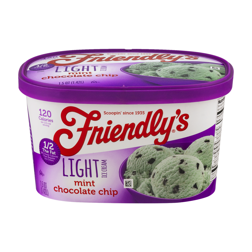 slide 1 of 18, Friendly's Light Mint Chocolate Chip Ice Cream, 48 oz