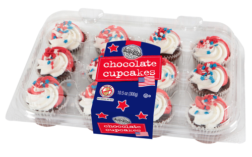 slide 1 of 1, two-bite Patriotic Chocolate Cupcakes, 10.5 oz