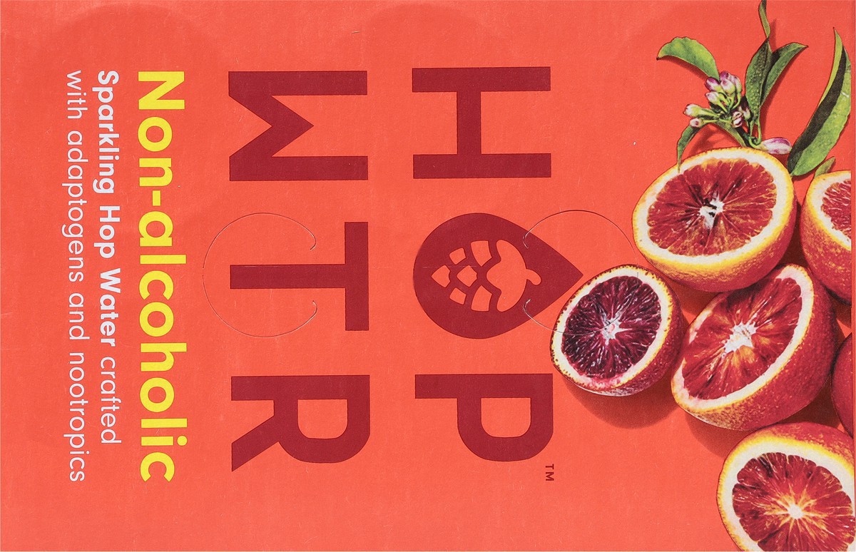 slide 4 of 9, Hop Wtr Non-Alcoholic Blood Orange Flavored Sparkling Hop Water 6 - 12 oz Cans, 6 ct; 12 oz