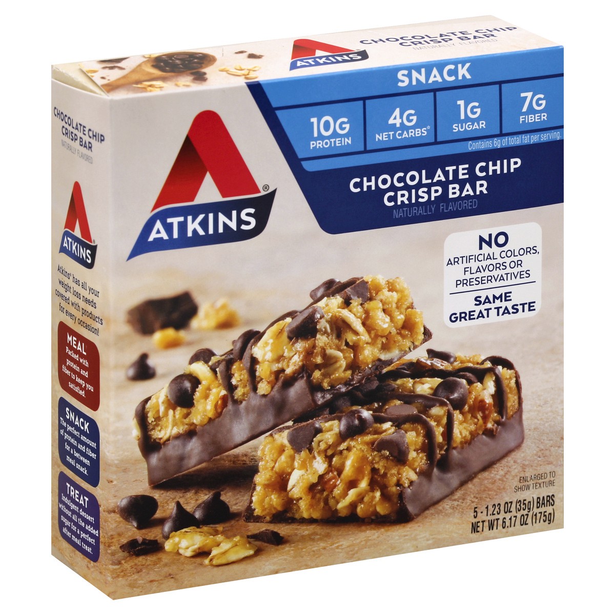 slide 7 of 8, Atkins Choc Chip Crisp Day Diet Break Bar, 6 oz