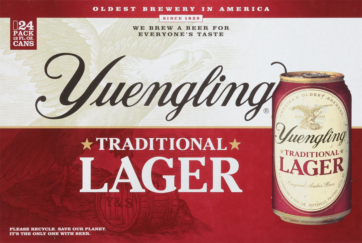 slide 6 of 9, Yuengling Traditional Lager Beer 24 - 12 fl oz Cans, 24 ct; 12 oz