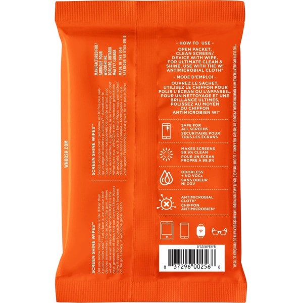 slide 3 of 7, WHOOSH! Screen Shine Wipes, Pack Of 20 Wipes, 20 ct
